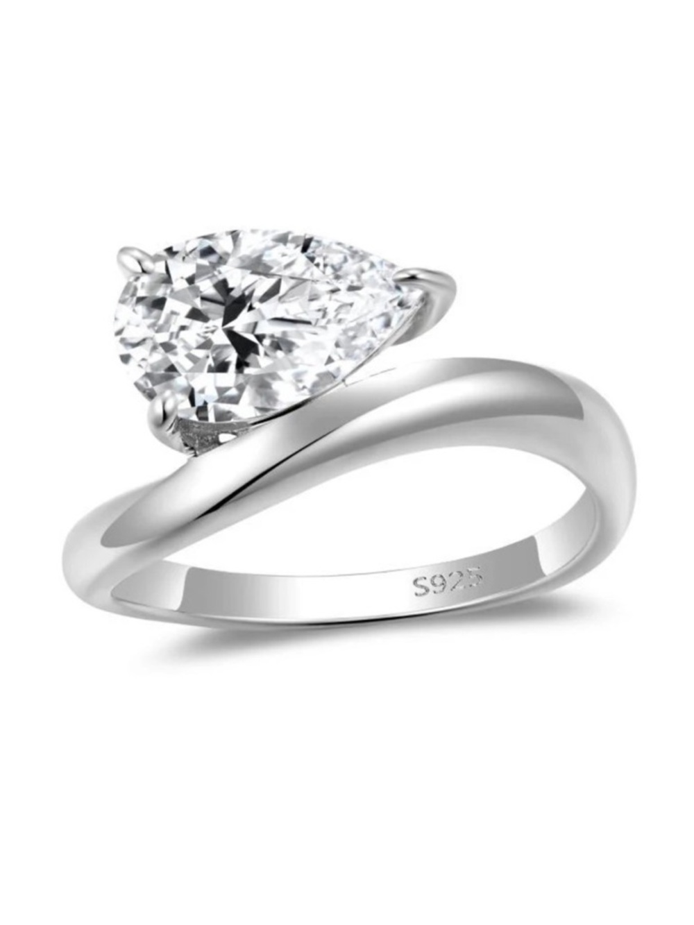 🆕 1.5 CT Moissanite Diamond Pear Shaped 925 Sterling Silver Engagement Ring